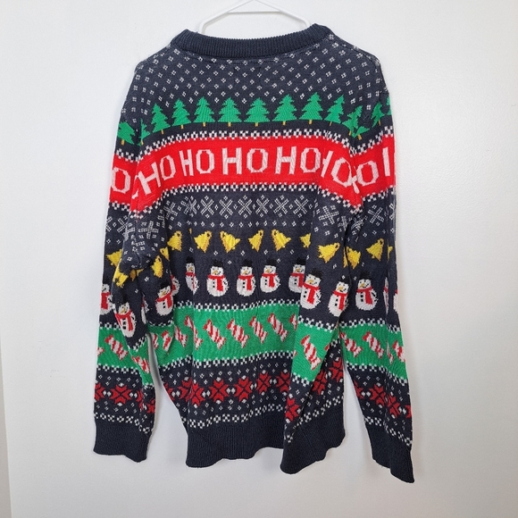H&M Black Multicolor Christmas Jaquard Knit Snowman Festive Sweater Size XL - Picture 3 of 6